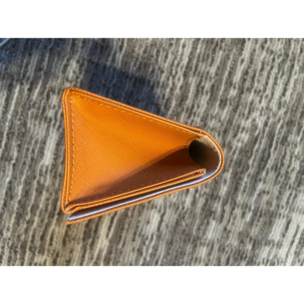 Tory Burch Robinson Orange Saffiano Leather Foldable Sunglasses Case Gold Logo
